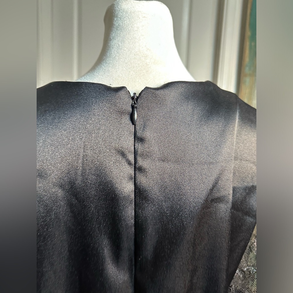 Black Modal Satin
Bead V Neck tunic dress lace sleeves woman size 16 - Picture 13 of 16